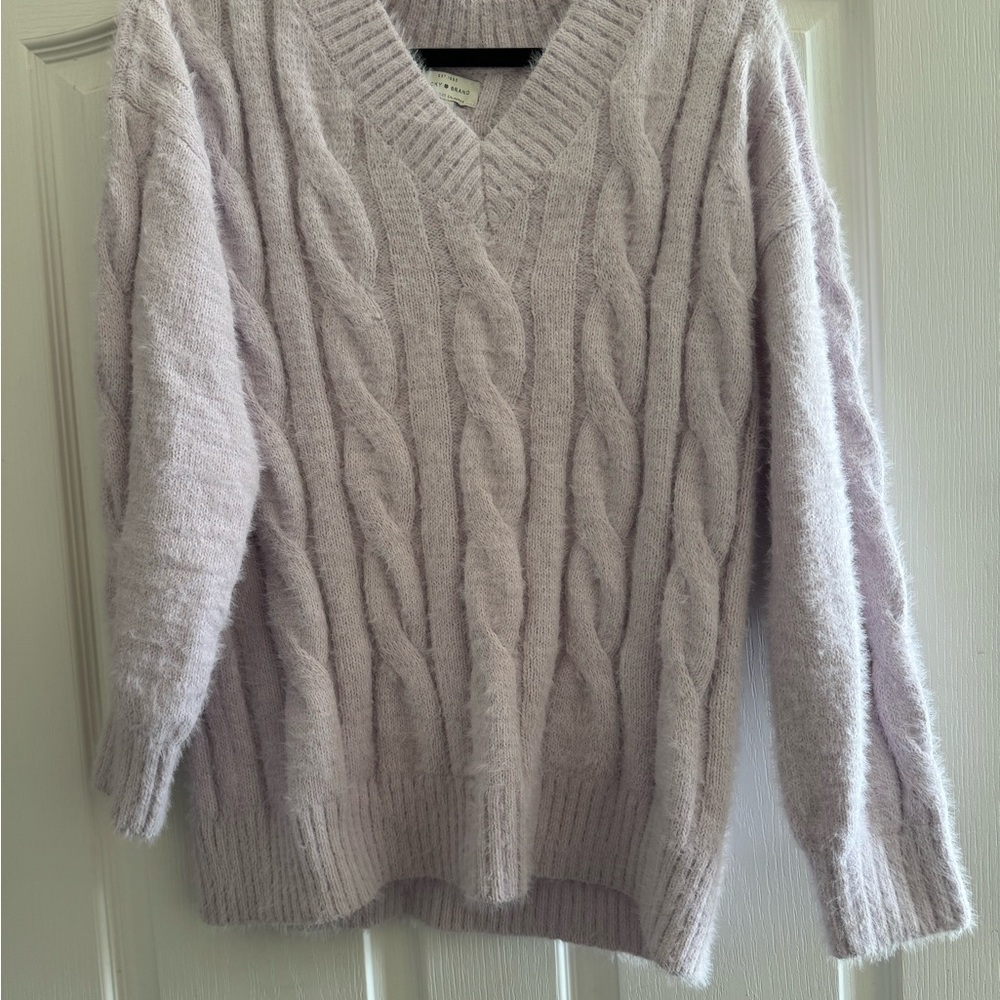 Lucky Brand Cozy V-Neck Cable Knit Sweater - lavender